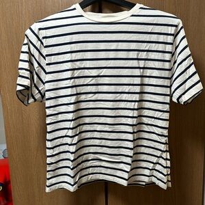 Abercrombie & Fitch Ivory and Navy Striped Tee